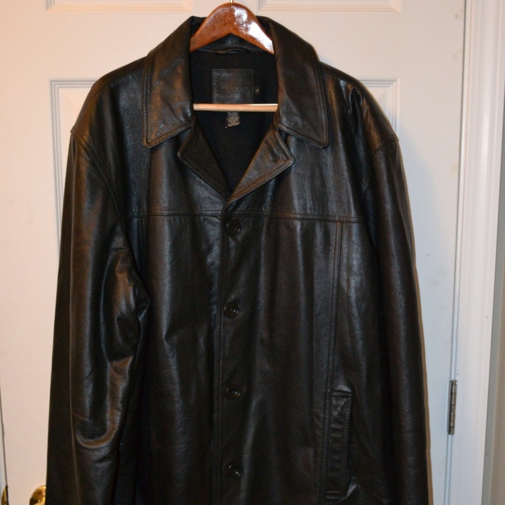 Excellent Men's J Crew Black Leather Winter Jacket